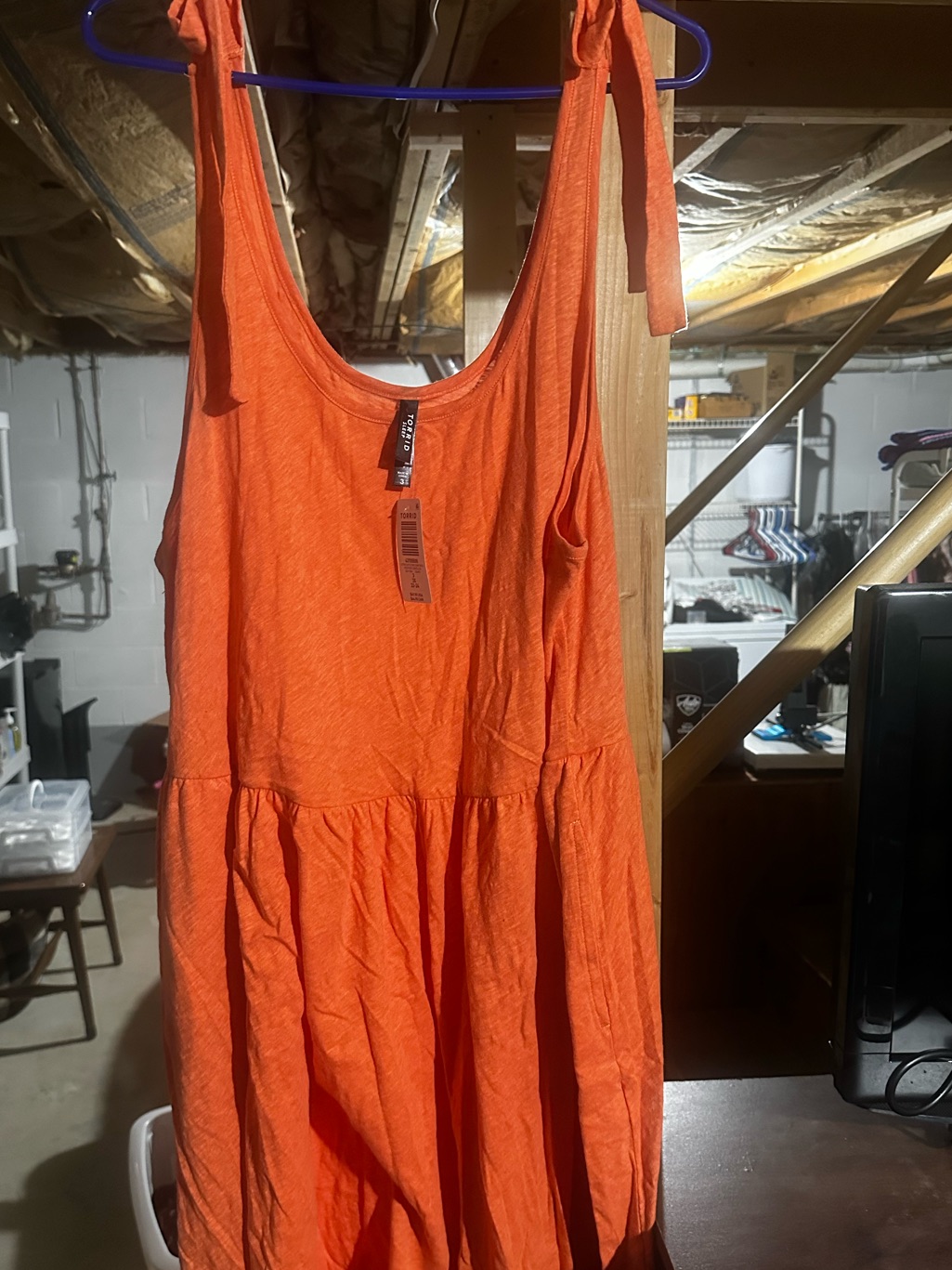Torrid Orange Tie-Shoulder Midi Sleep Dress
